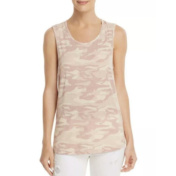 $290 Monrow Women Pink Camouflage High-Low Cotton Muscle Tank Top Size S - Picture 1 of 6